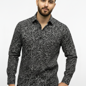 PSI Premium Black Printed Shirt for Men – Slim Fit Party & Casual Wear Shirt