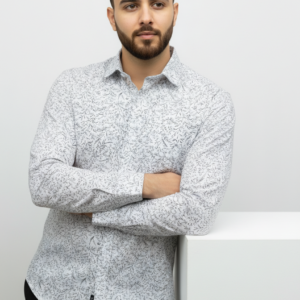 Premium White Printed Shirt for Men – Slim Fit Casual & Party Wear Shirt